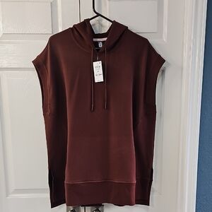 NWT ID Ideology Cap- Sleeve Hoodie Tunic Pocket Burgundy 2X